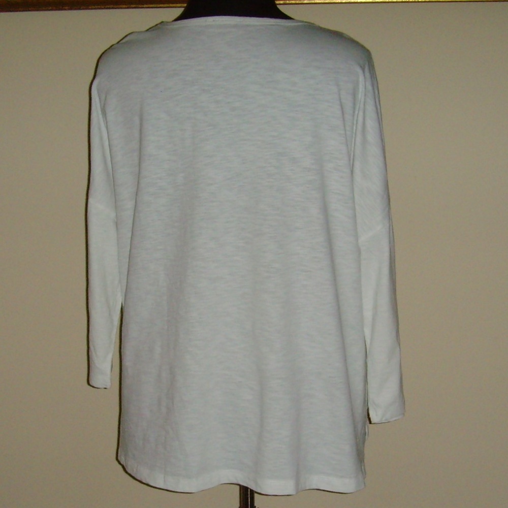 Lord & Taylor Woman 100% Cotton Long Sleeve Tee 2X - White - Picture 11 of 14